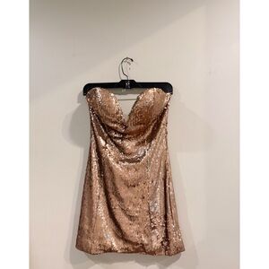 DO+BE Gold Sequin Strapless Mini Dress — Sweetheart / Vegas / M
